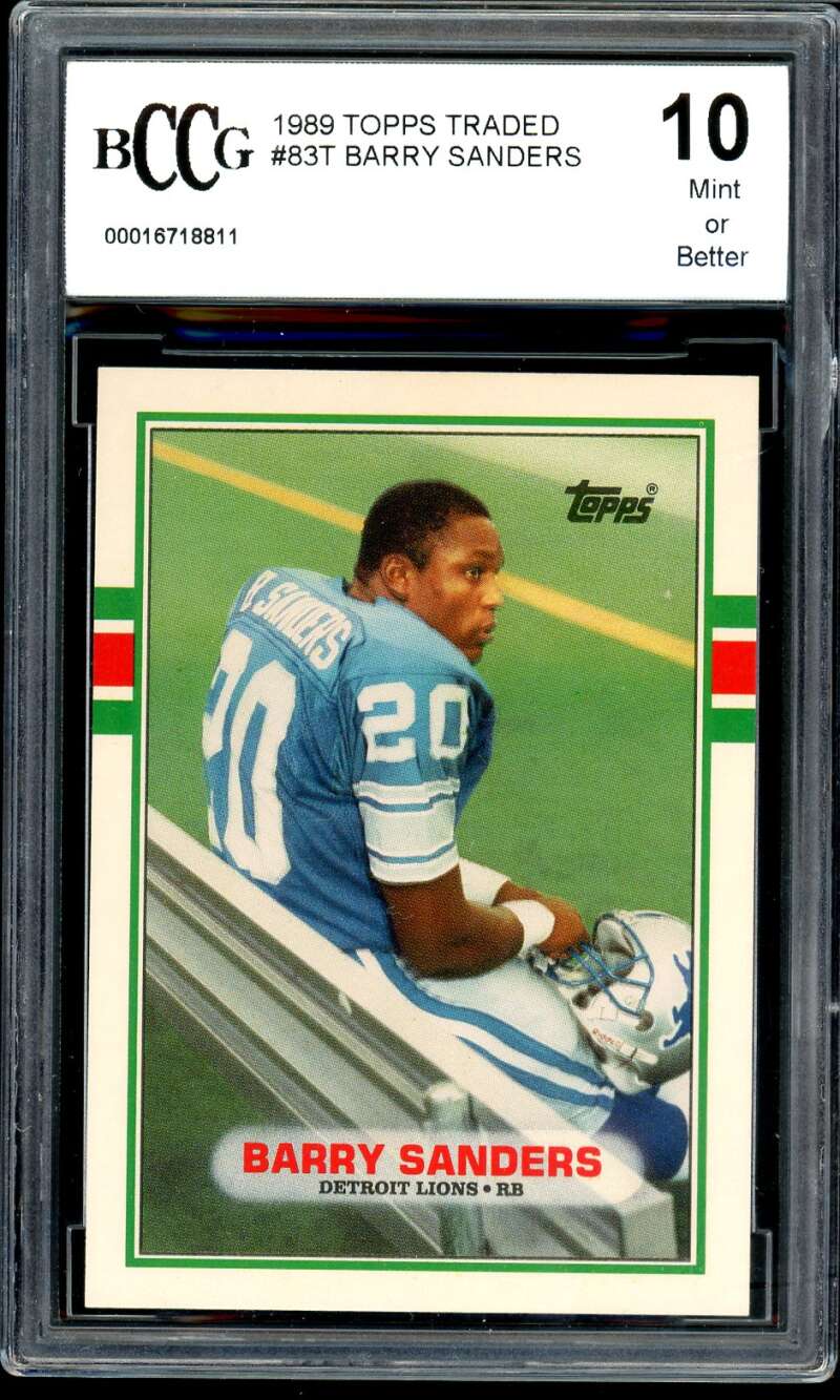 Barry Sanders Rookie Card 1989 Topps Traded #83T BGS BCCG 10 Image 1