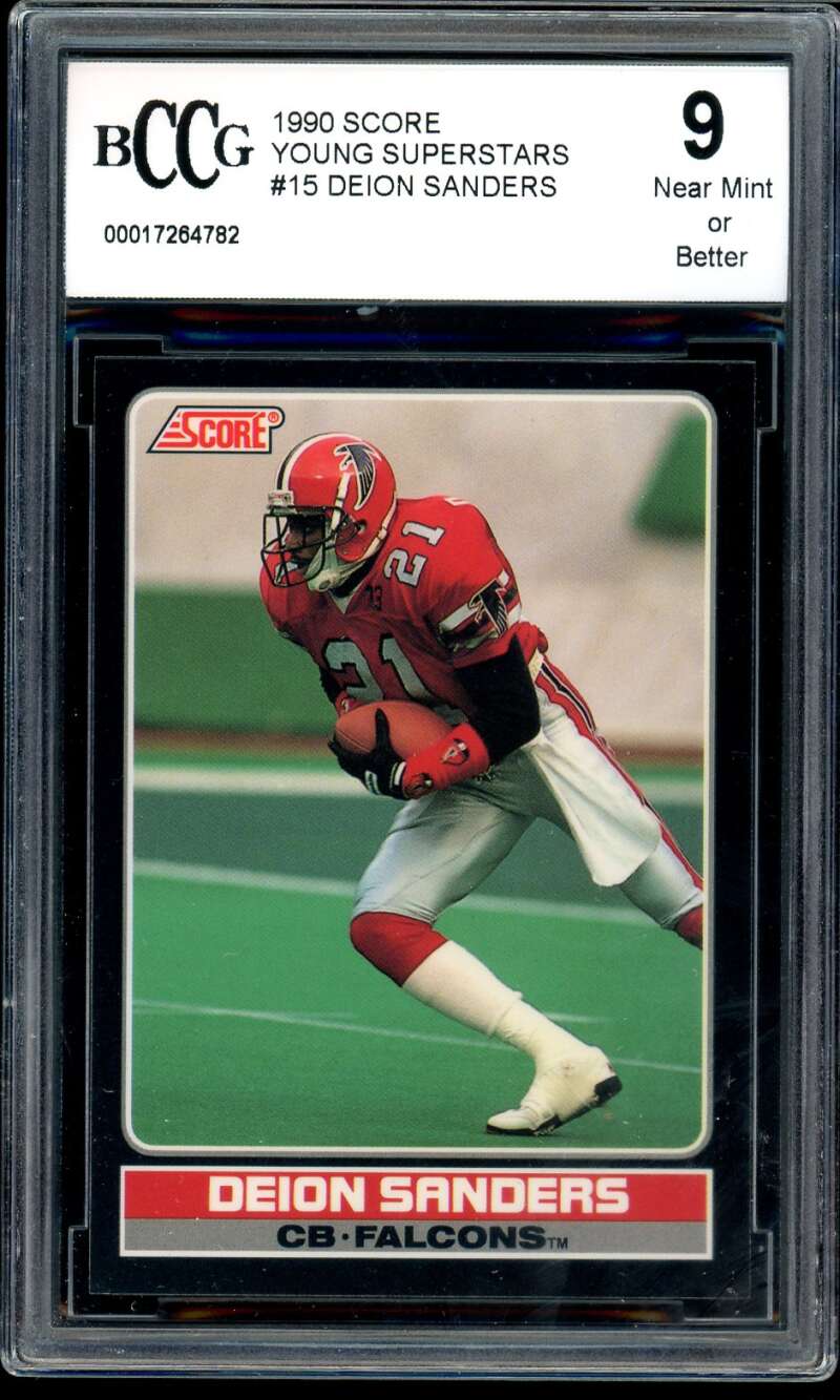 Deion Sanders Card 1990 Score Young Superstars #15 BGS BCCG 9 Image 1