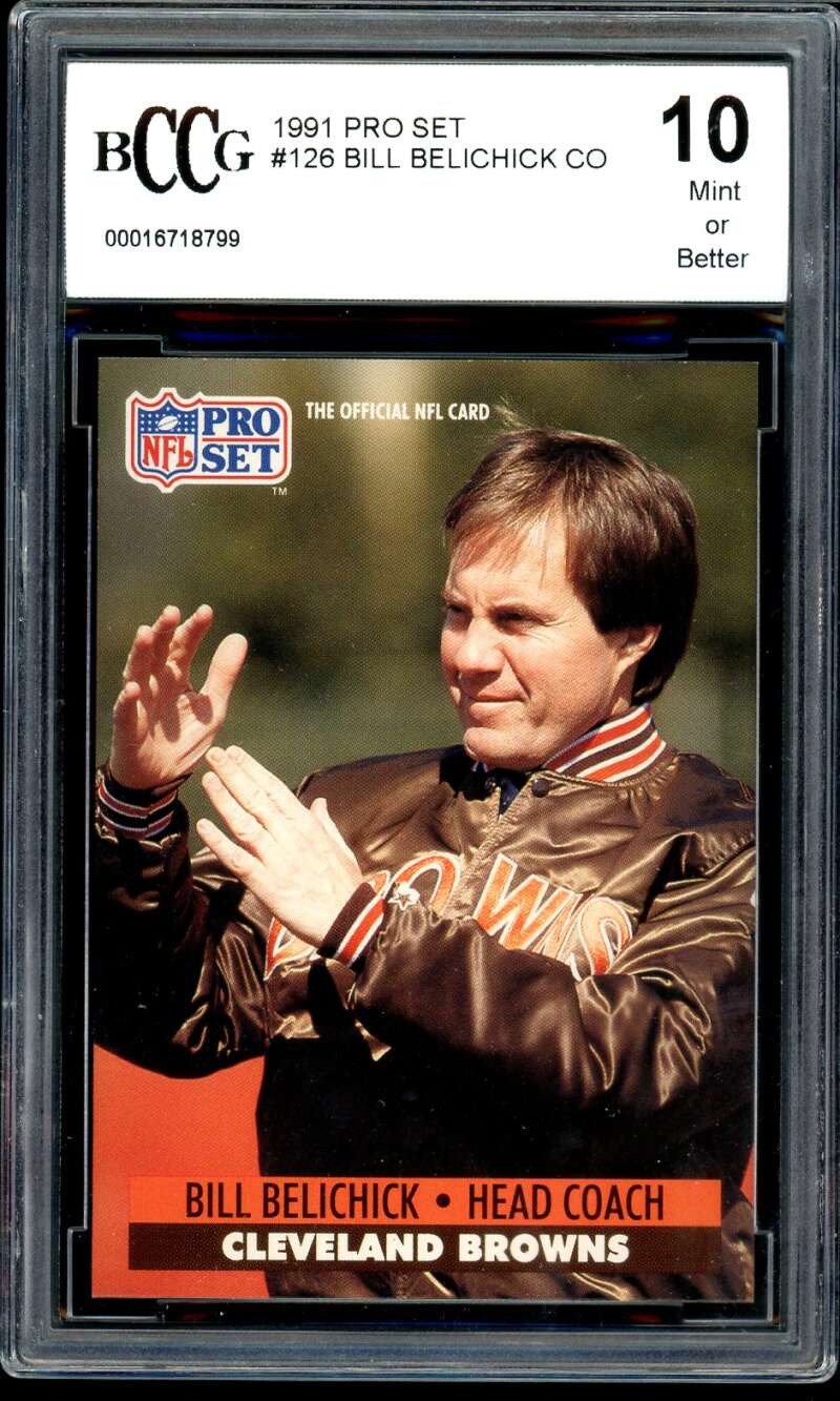 Bill Belichick Rookie Card 1991 Pro Set #126 BGS BCCG 10 Image 1