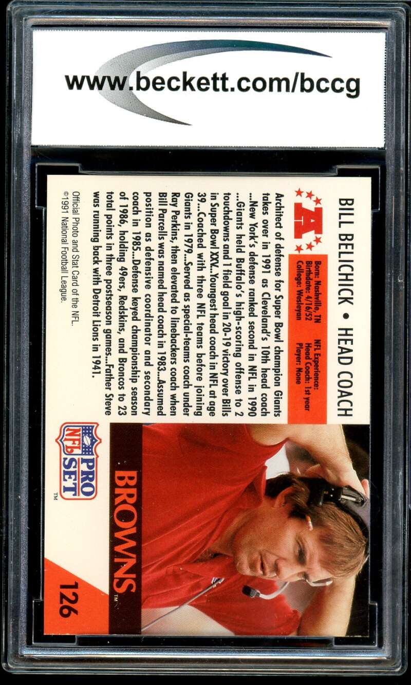 Bill Belichick Rookie Card 1991 Pro Set #126 BGS BCCG 10 Image 2