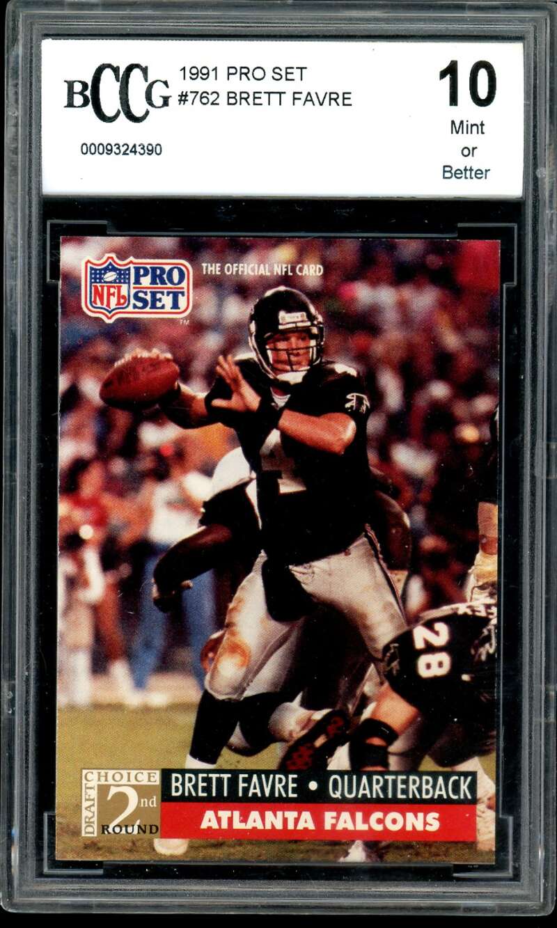 Brett Favre Rookie Card 1991 Pro Set #762 BGS BCCG 10 Image 1