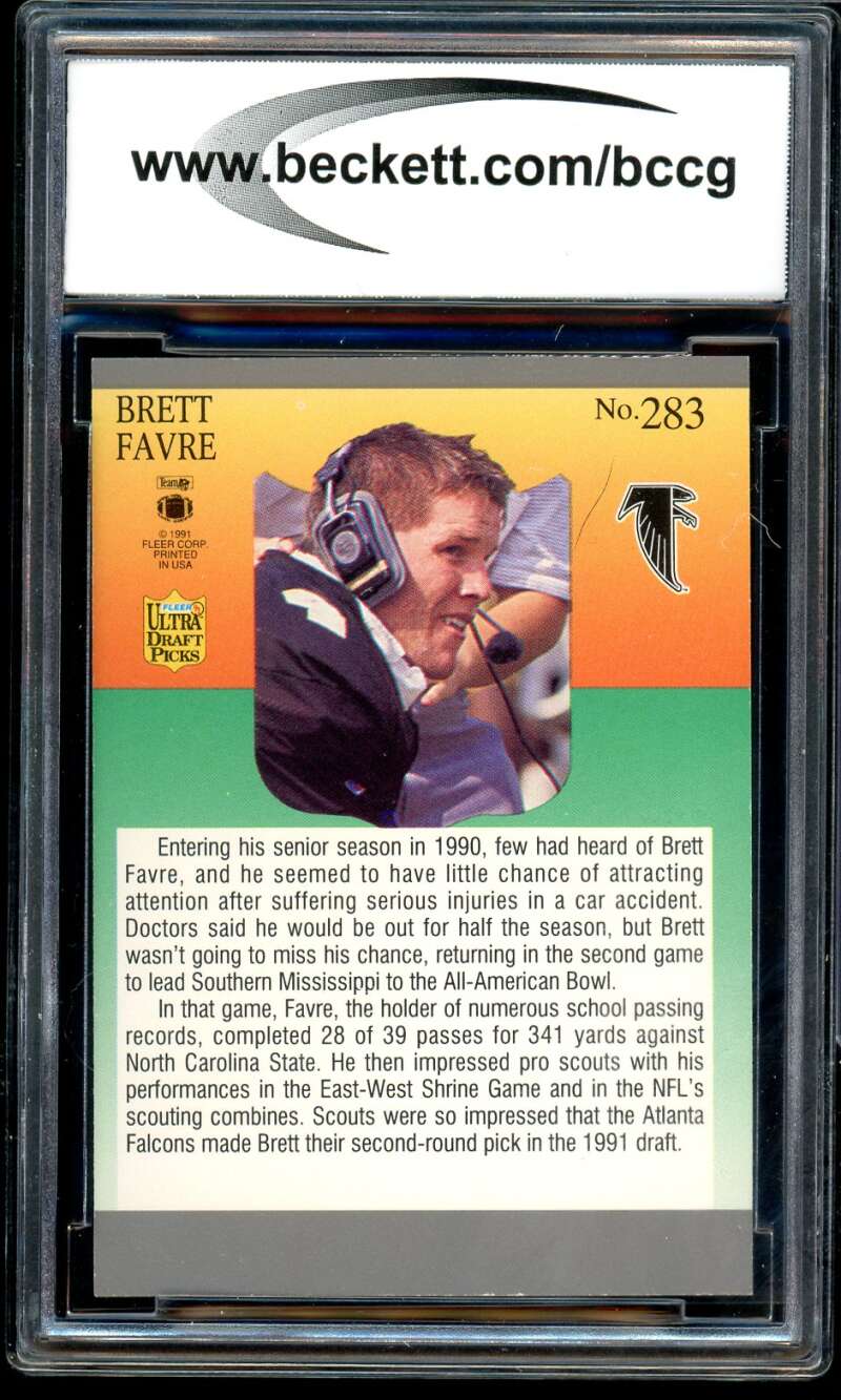 Brett Favre Rookie Card 1991 Ultra #283 BGS BCCG 10 Image 2
