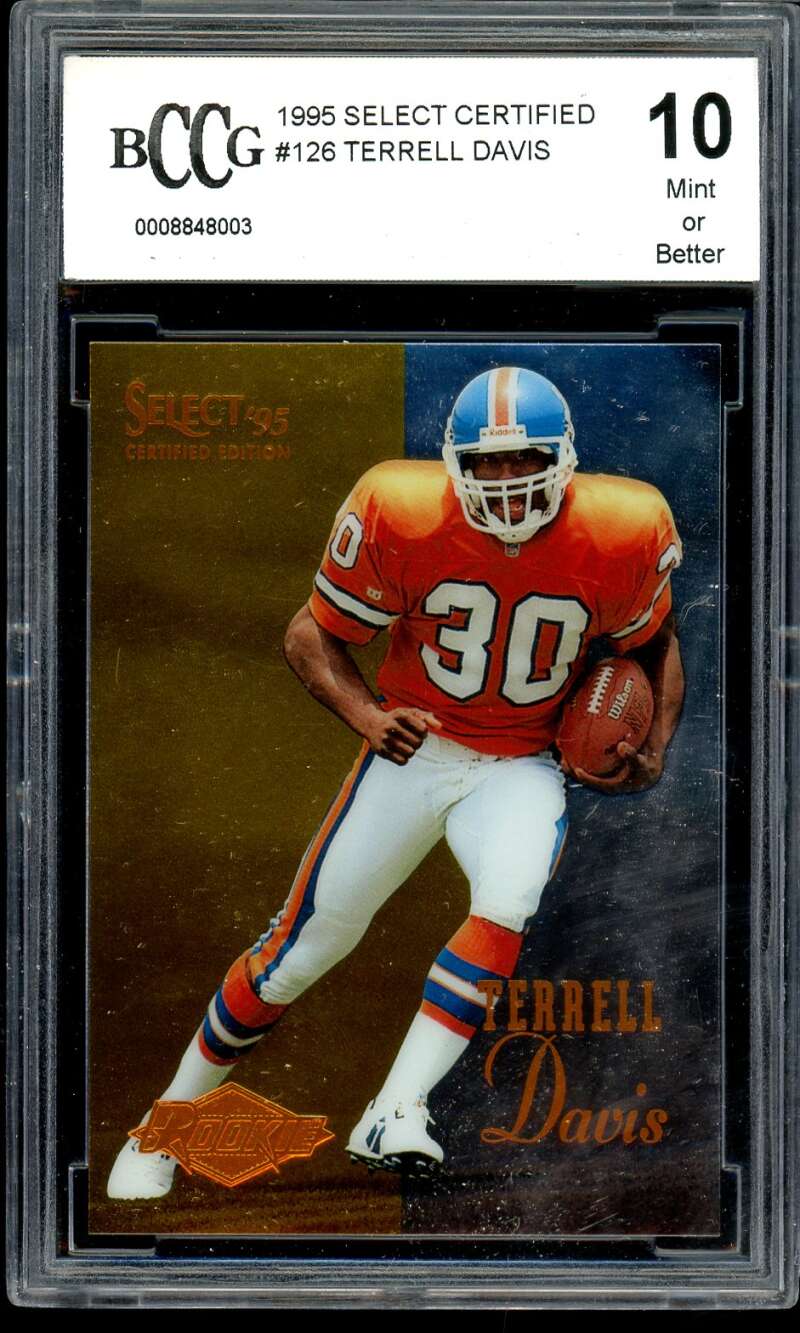 Terrell Davis Rookie Card 1995 Select Certified #126 BGS BCCG 10 Image 1