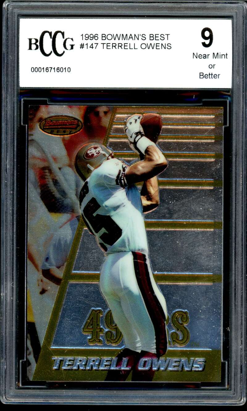 Terrell Owens Rookie Card 1996 Bowman's Best #147 BGS BCCG 9 Image 1