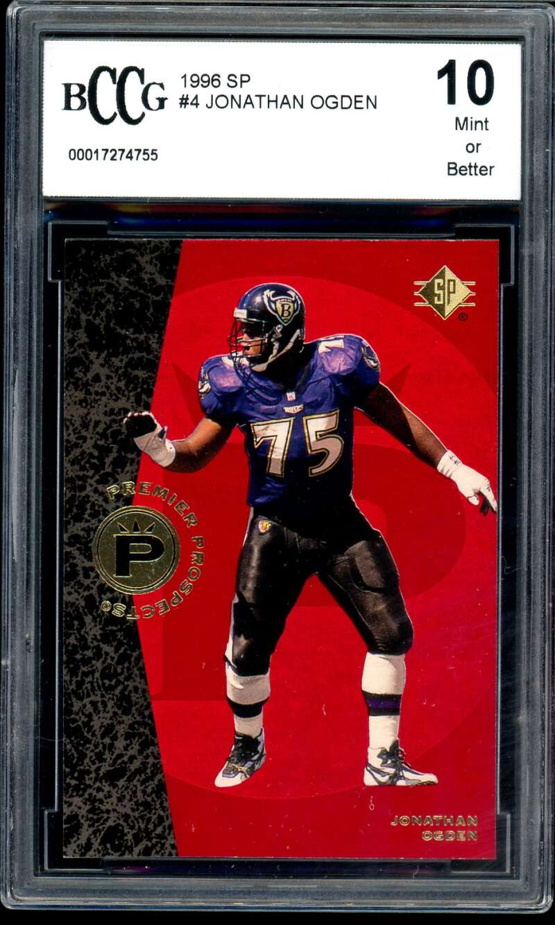 Jonathan Ogden Rookie Card 1996 SP #4 BGS BCCG 10 Image 1