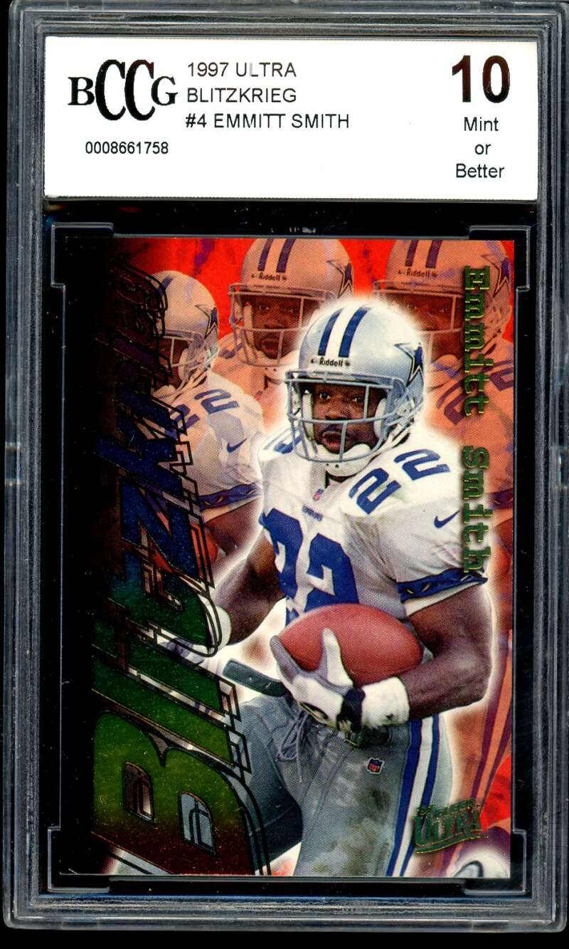 Emmitt Smith Card 1997 Ultra Blitzkrieg #4 BGS BCCG 10 Image 1