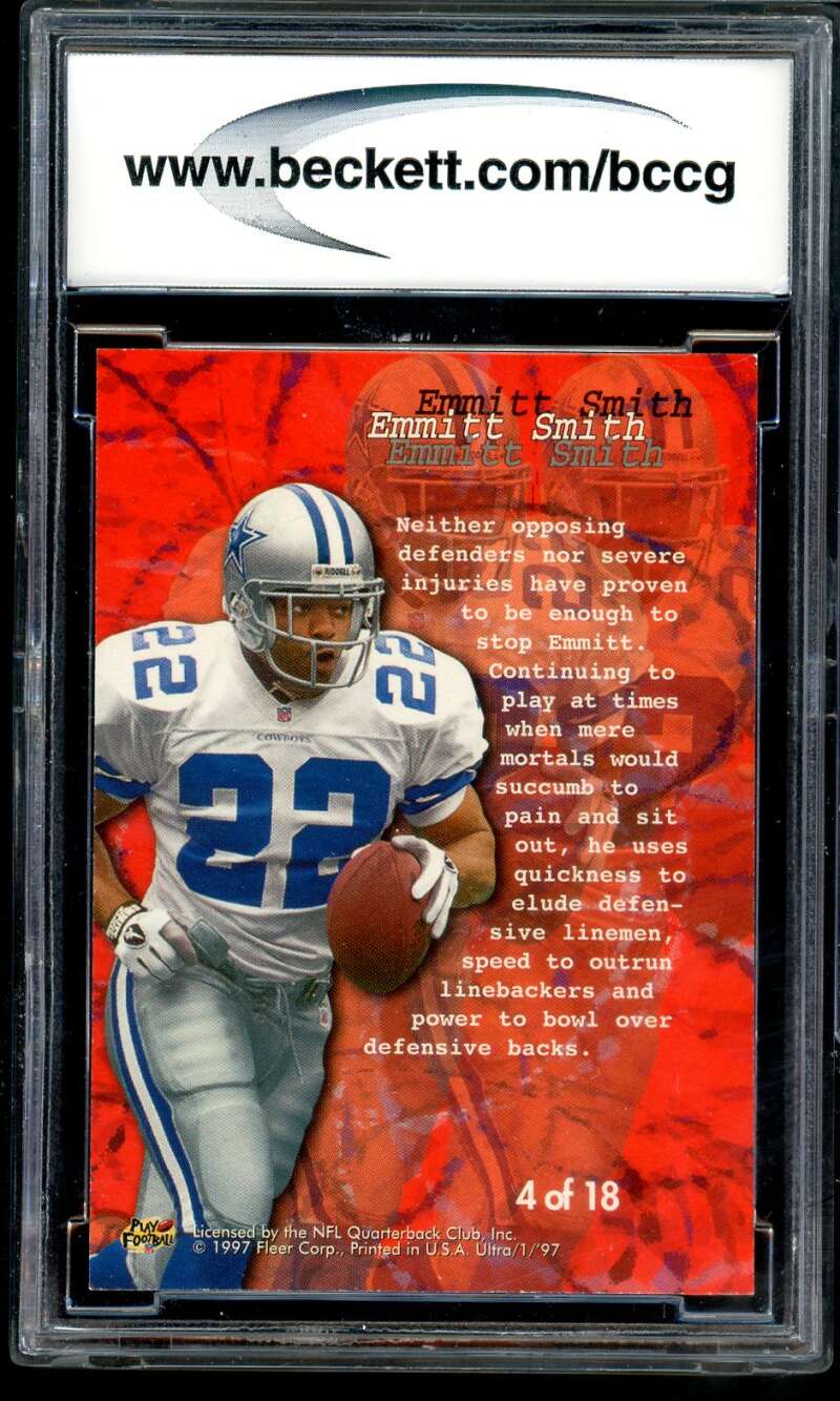 Emmitt Smith Card 1997 Ultra Blitzkrieg #4 BGS BCCG 10 Image 2