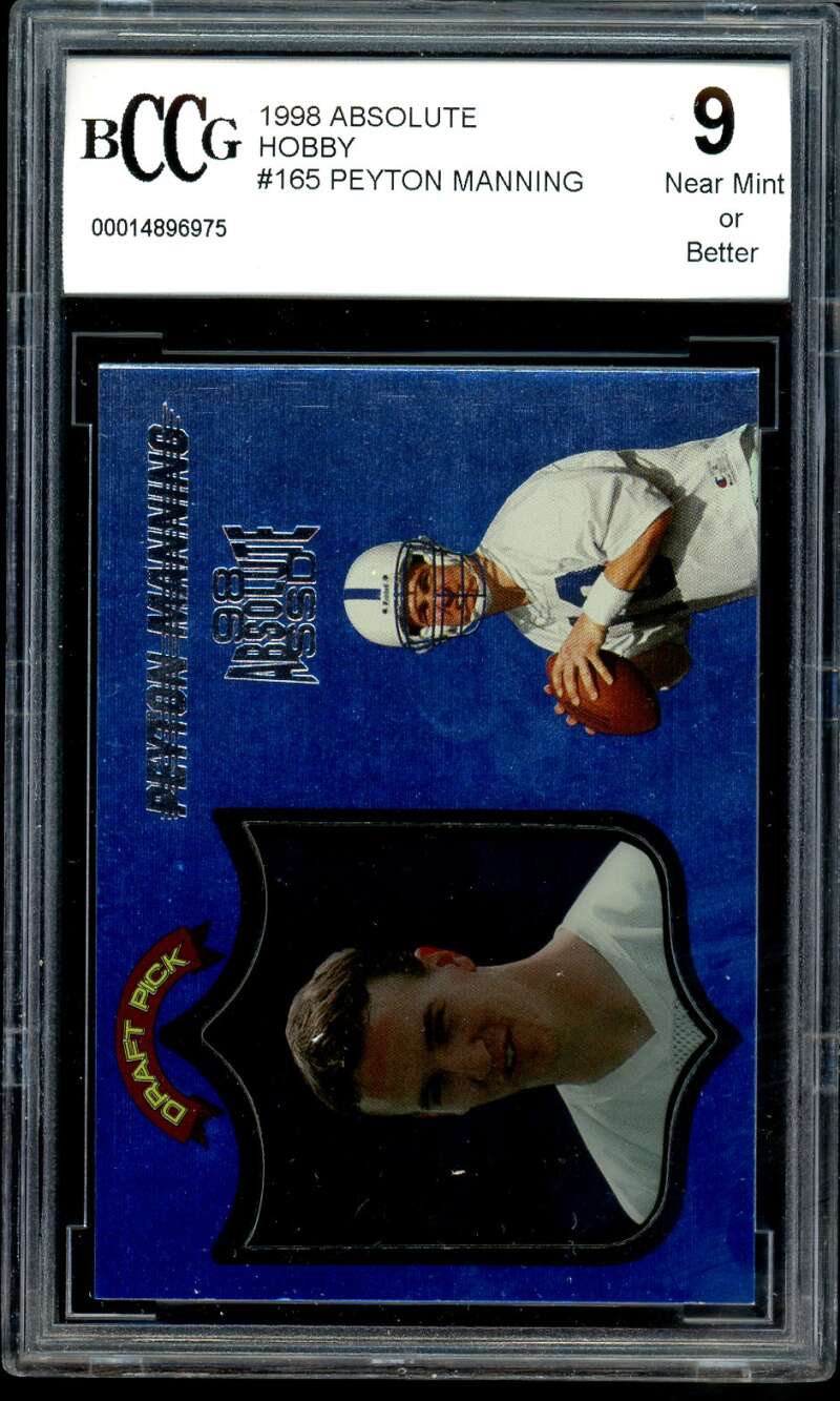 Peyton Manning Rookie Card 1998 Absolute #165 BGS BCCG 9 Image 1