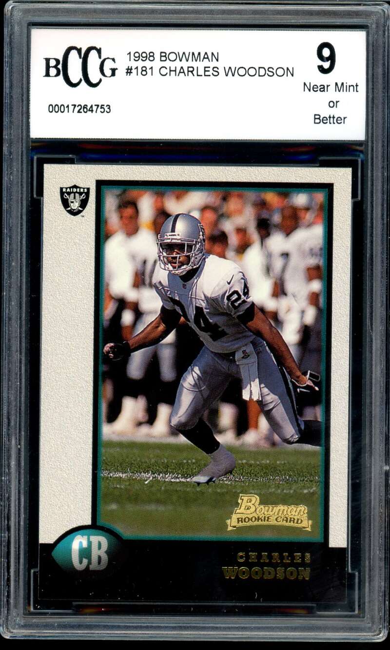 Charles Woodson Rookie Card 1998 Bowman #181 BGS BCCG 9 Image 1