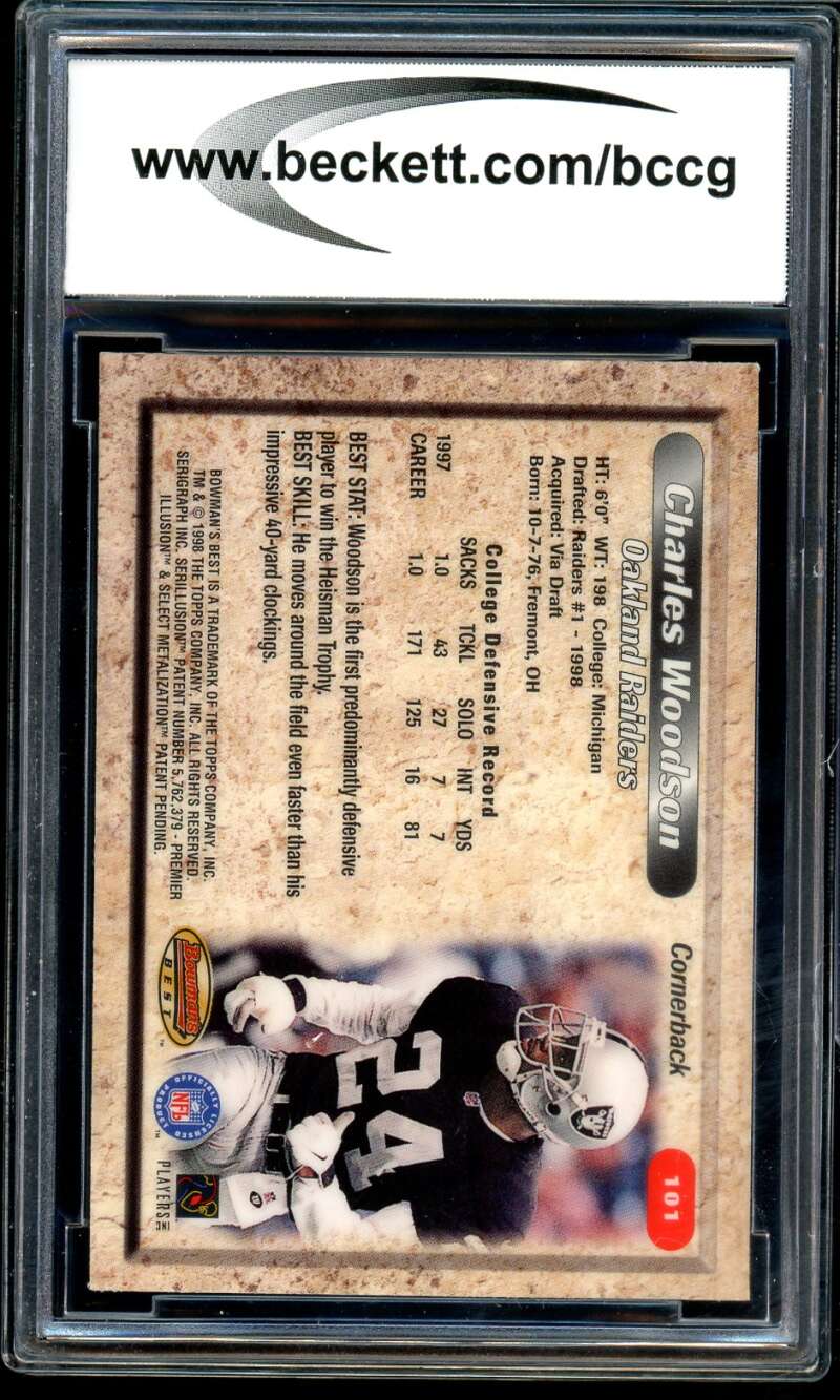Charles Woodson Rookie Card 1998 Bowman's Best #101 BGS BCCG 10 Image 2