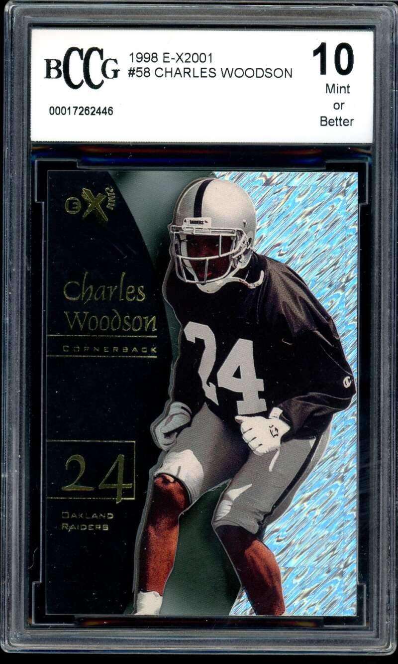 Charles Woodson Rookie Card 1998 E-X2001 #58 BGS BCCG 10 Image 1