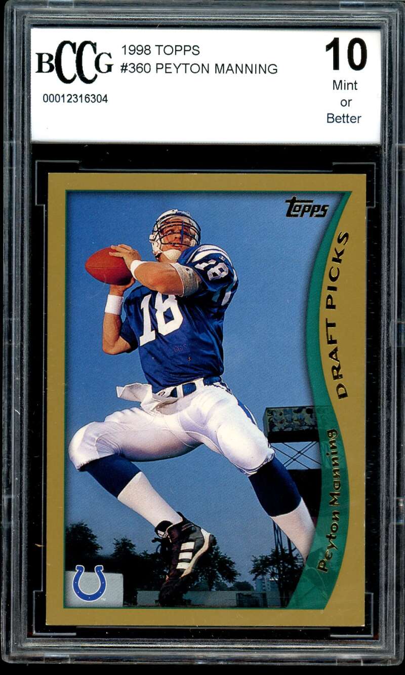 Peyton Manning Rookie Card 1998 Topps #360 BGS BCCG 10 Image 1
