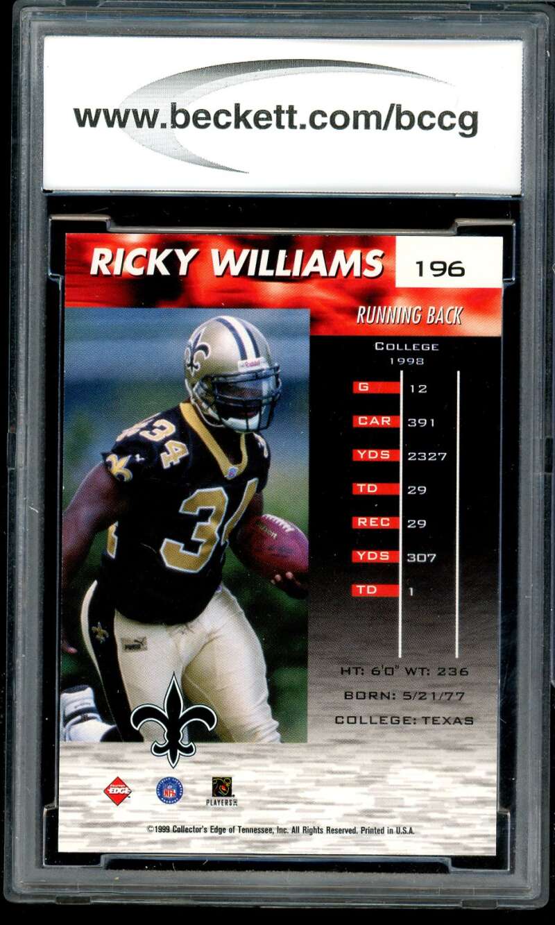 Ricky Williams Rookie Card 1999 Collector's Edge Fury #196 BGS BCCG 10 Image 2