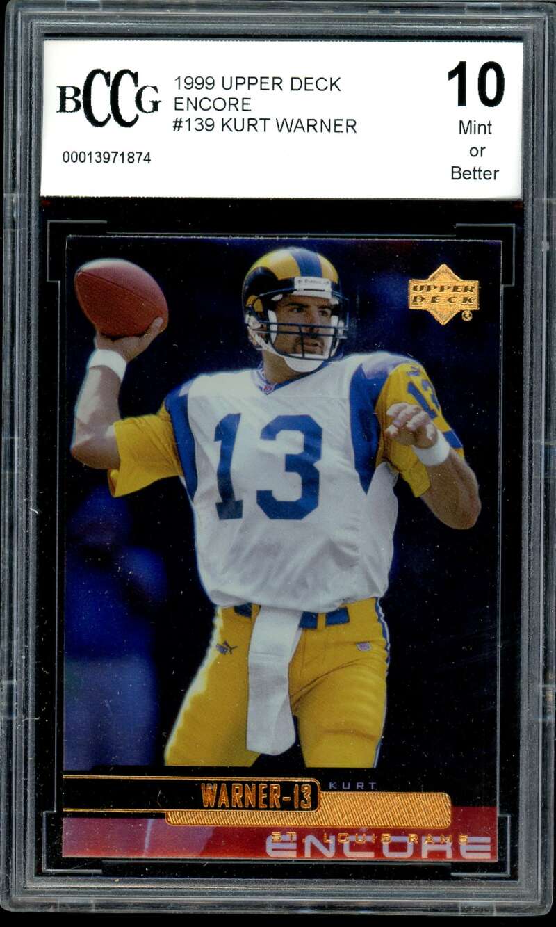 Kurt Warner Rookie Card 1999 Upper Deck Encore #139 BGS BCCG 10 Image 1