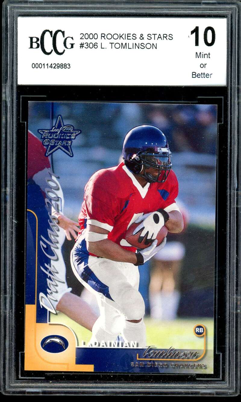 LaDainian Tomlinson Rookie Card 2000 Rookies &amp; Stars #306 BGS BCCG 10 Image 1