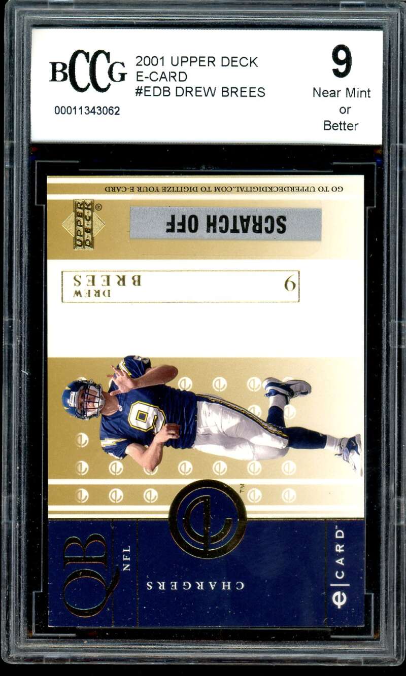 Drew Brees Rookie Card 2001 Upper Deck E-Card #Edb BGS BCCG 9 Image 1