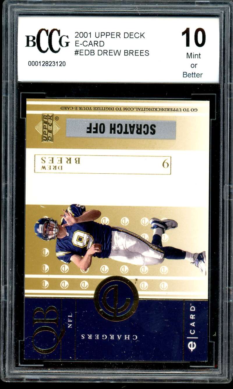 Drew Brees Rookie Card 2001 Upper Deck E-Card #Edb BGS BCCG 10 Image 1