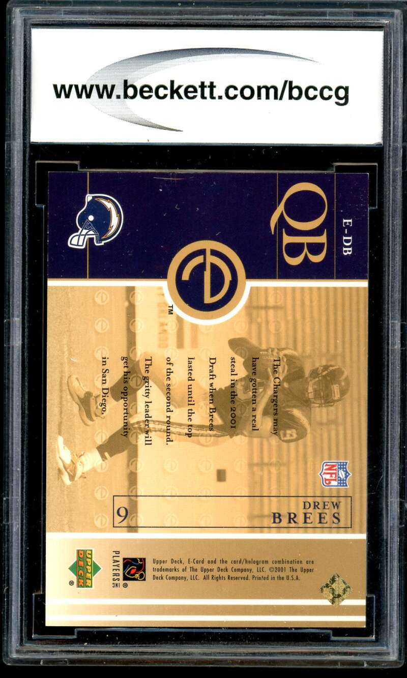Drew Brees Rookie Card 2001 Upper Deck E-Card #Edb BGS BCCG 10 Image 2