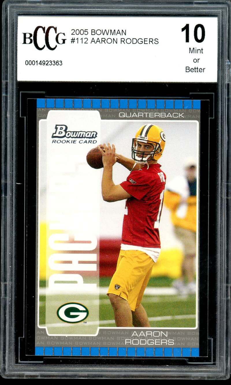 Aaron Rodgers Rookie Card 2005 Bowman #112 BGS BCCG 10 Image 1