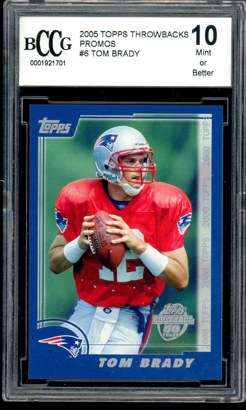 Tom Brady Card 2005 Topps Throwbacks Promos #6 BGS BCCG 10 Image 1