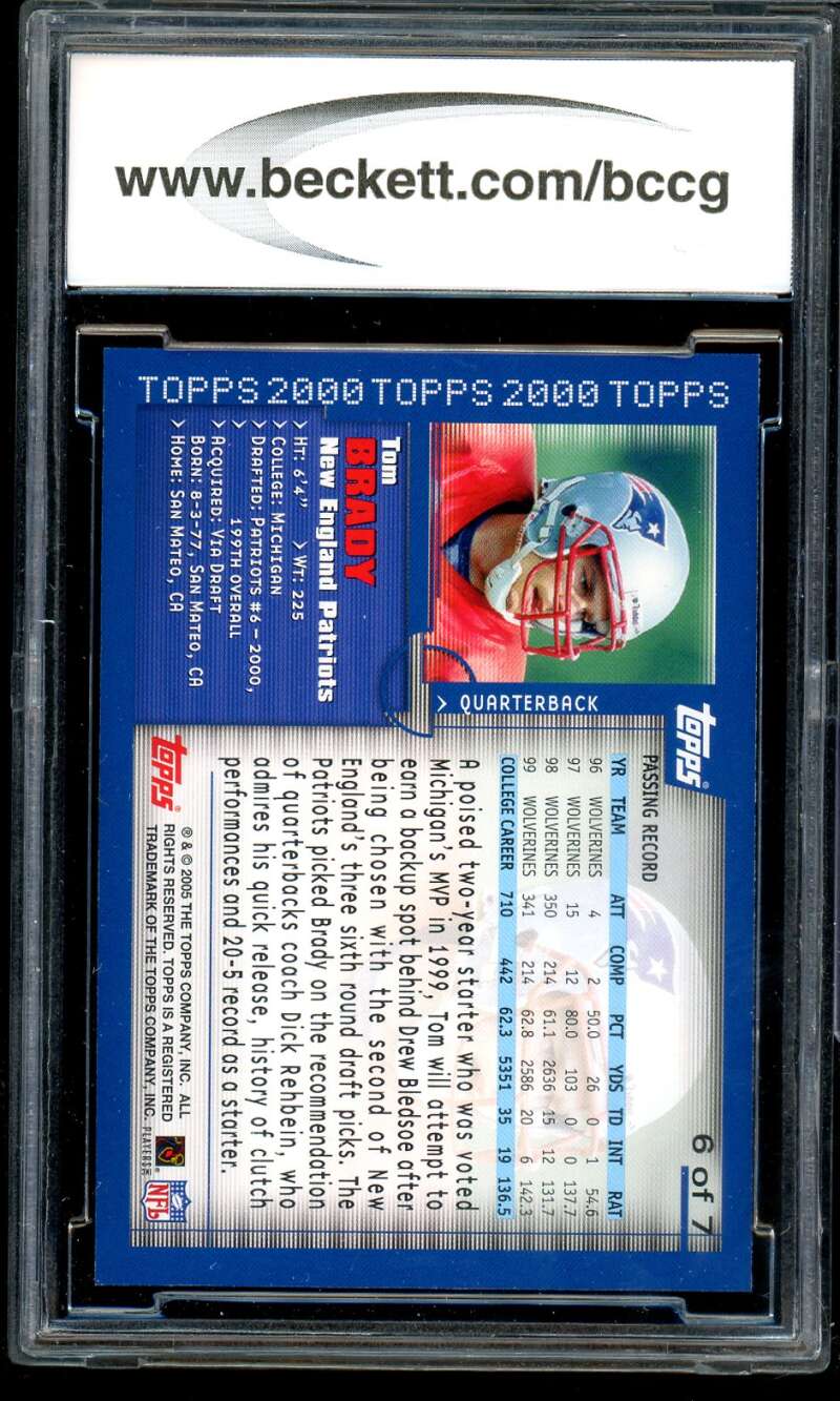 Tom Brady Card 2005 Topps Throwbacks Promos #6 BGS BCCG 10 Image 2