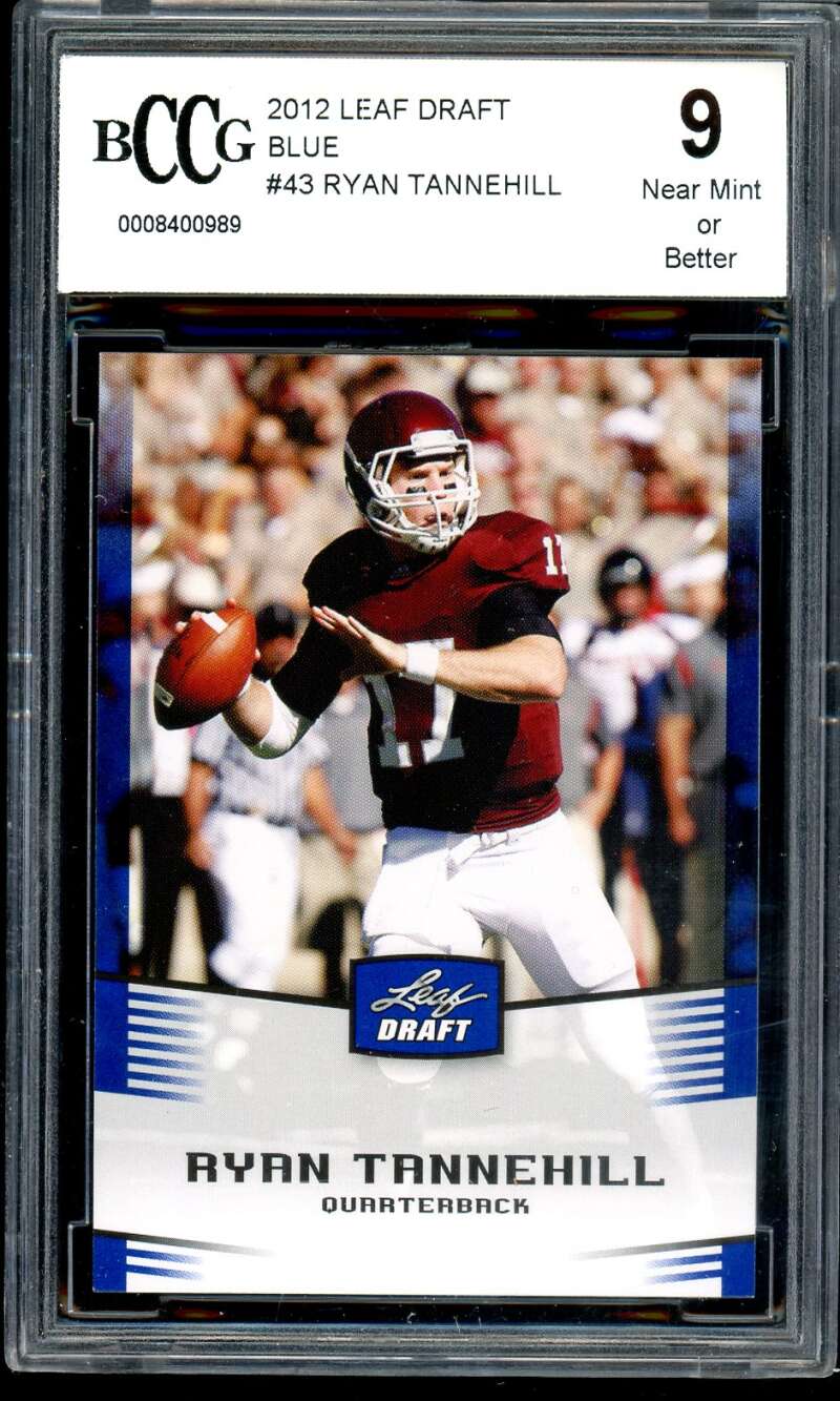 Ryan Tannehill Rookie Card 2012 Leaf Draft Blue #43 BGS BCCG 9 Image 1