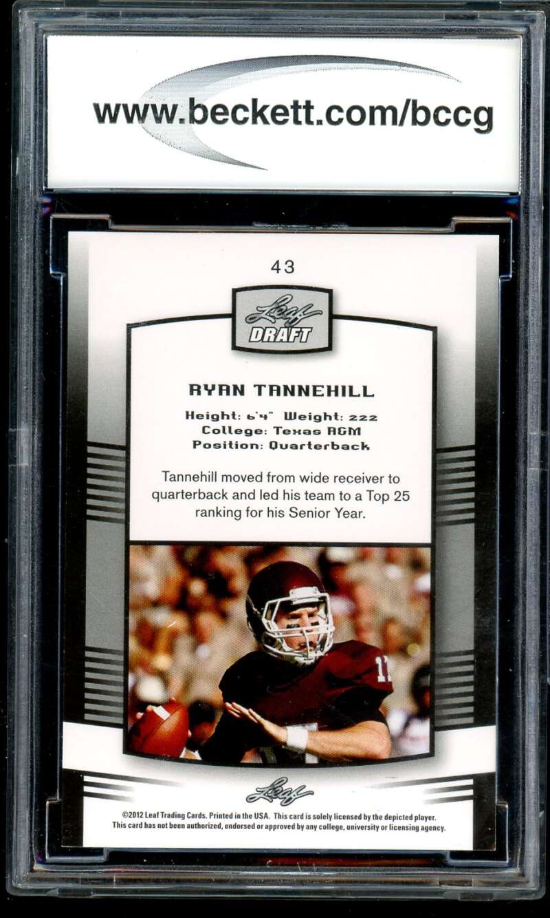 Ryan Tannehill Rookie Card 2012 Leaf Draft Blue #43 BGS BCCG 9 Image 2