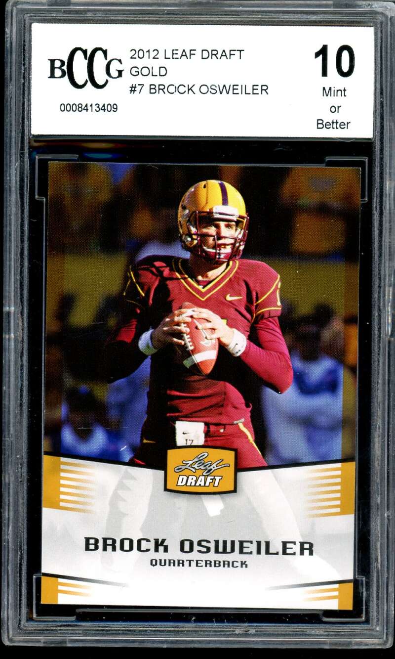 Brock Osweiler Card 2012 Leaf Draft Gold #7 BGS BCCG 10 Image 1