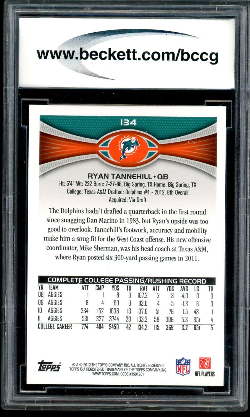 Ryan Tannehill Rookie Card 2012 Topps #134A BGS BCCG 10 Image 2