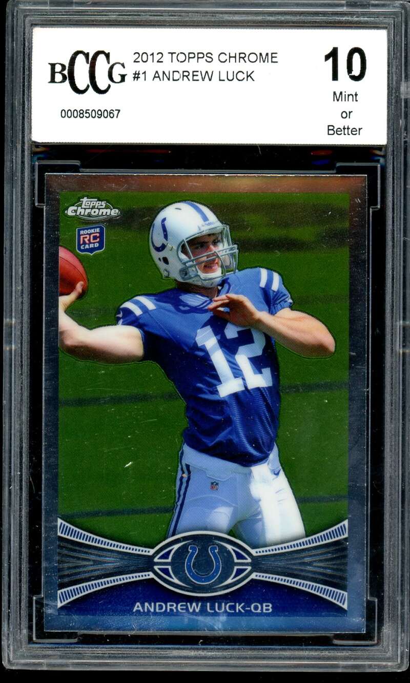 Andrew Luck Rookie Card 2012 Topps Chrome #1 BGS BCCG 10 Image 1