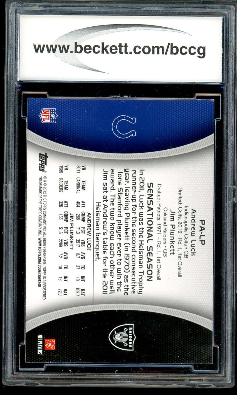 Andrew Luck/Plunkett Rookie Card 2012 Topps Paramount Pairs #Palp BGS BCCG 9 Image 2