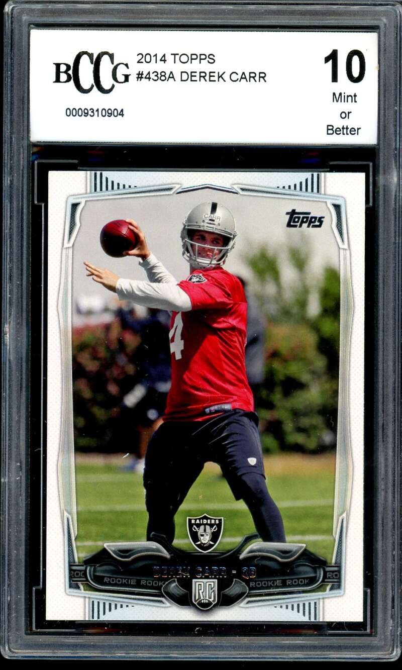 Derek Carr Rookie Card 2014 Topps #438A BGS BCCG 10 Image 1