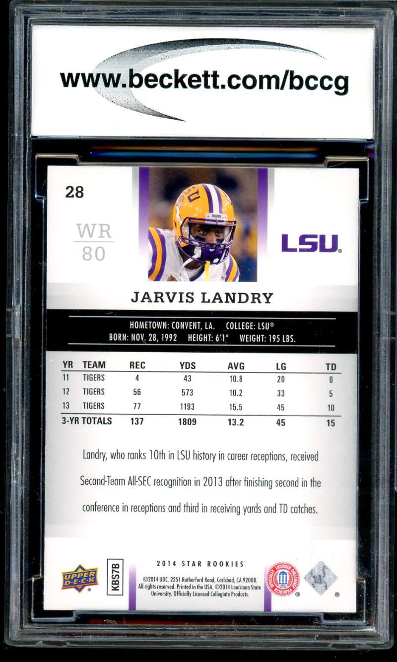 Jarvis Landry Rookie Card 2014 Upper Deck Star Rookies #28 BGS BCCG 10 Image 2