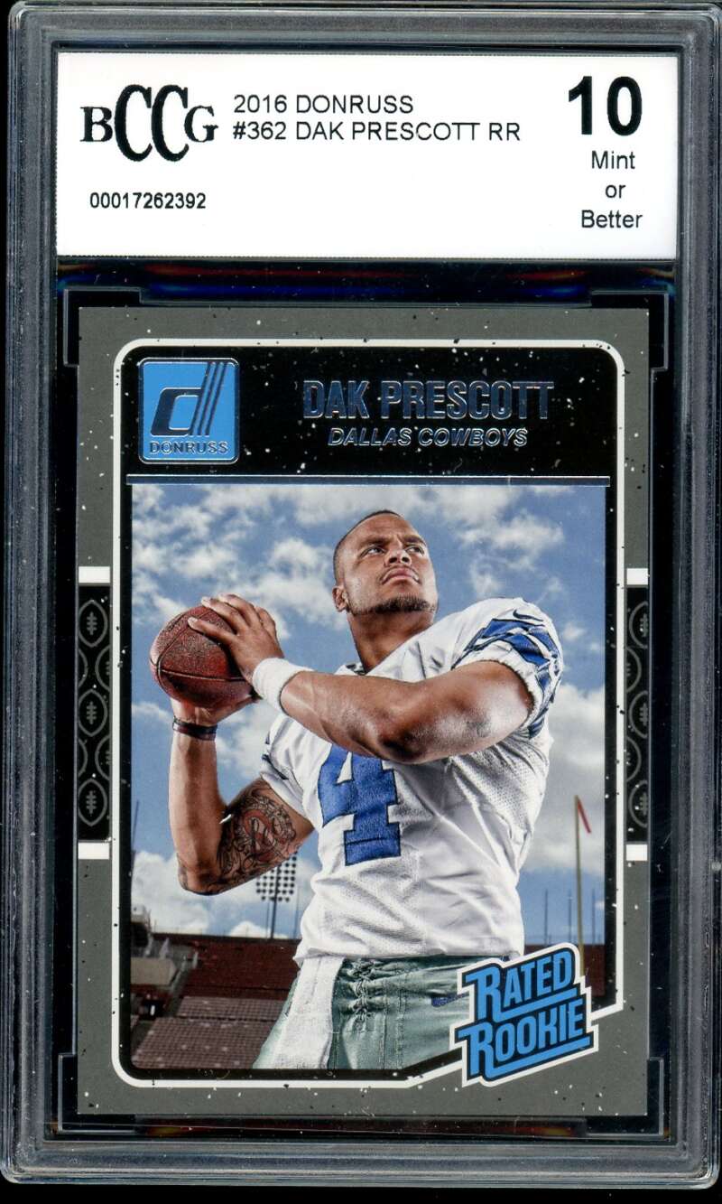 Dak Prescott Rookie Card 2016 Donruss #362 BGS BCCG 10 Image 1