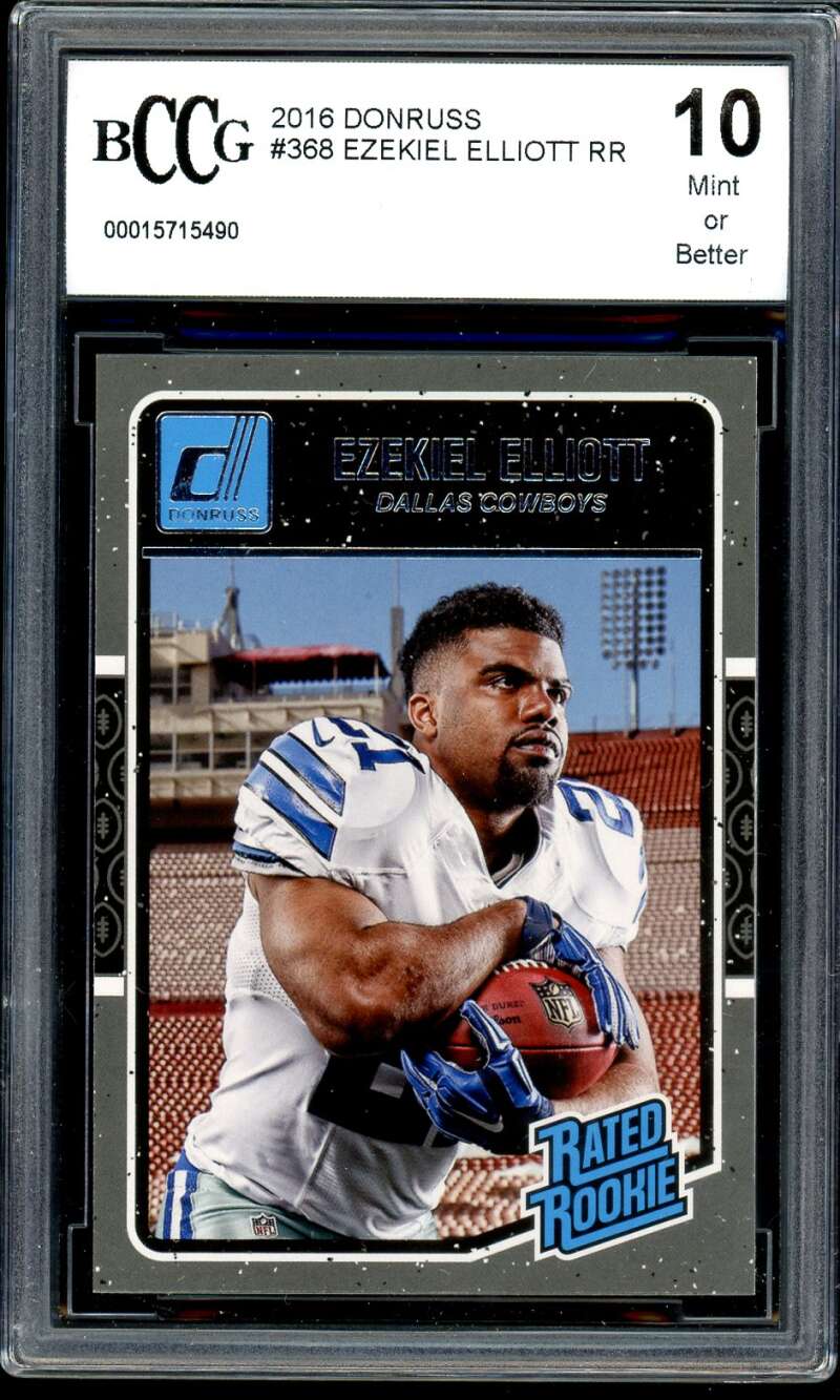 Ezekiel Elliott Rookie Card 2016 Donruss #368 BGS BCCG 10 Image 1