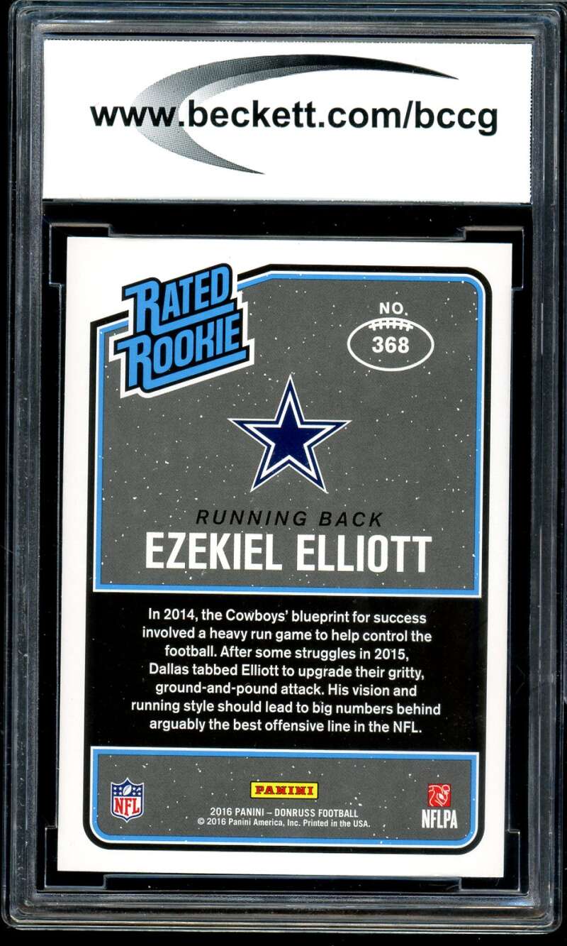 Ezekiel Elliott Rookie Card 2016 Donruss #368 BGS BCCG 10 Image 2