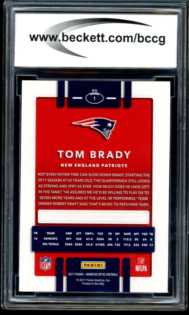 Tom Brady Card 2017 Donruss Optic #1 BGS BCCG 10 Image 2