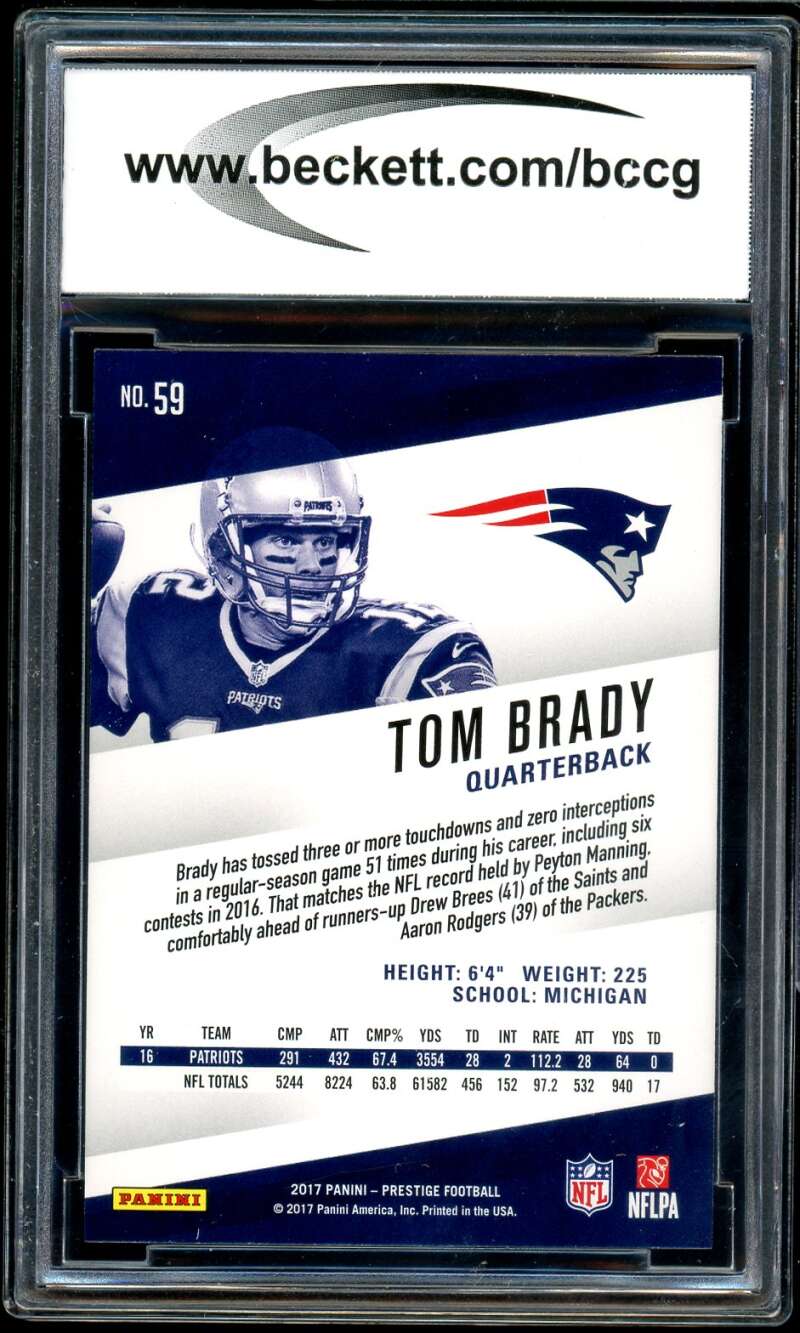 Tom Brady Card 2017 Prestige #59 BGS BCCG 10 Image 2