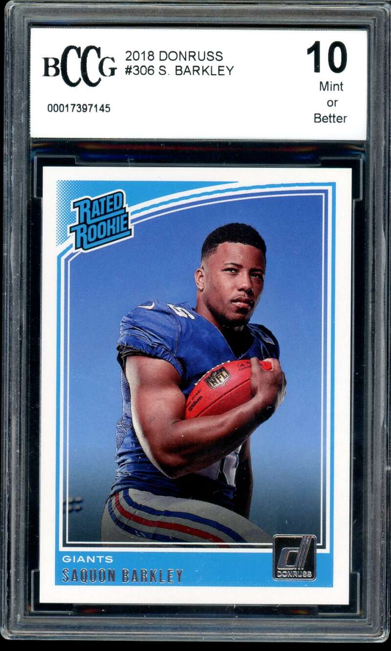 Saquon Barkley Rookie Card 2018 Donruss #306 BGS BCCG 10 Image 1