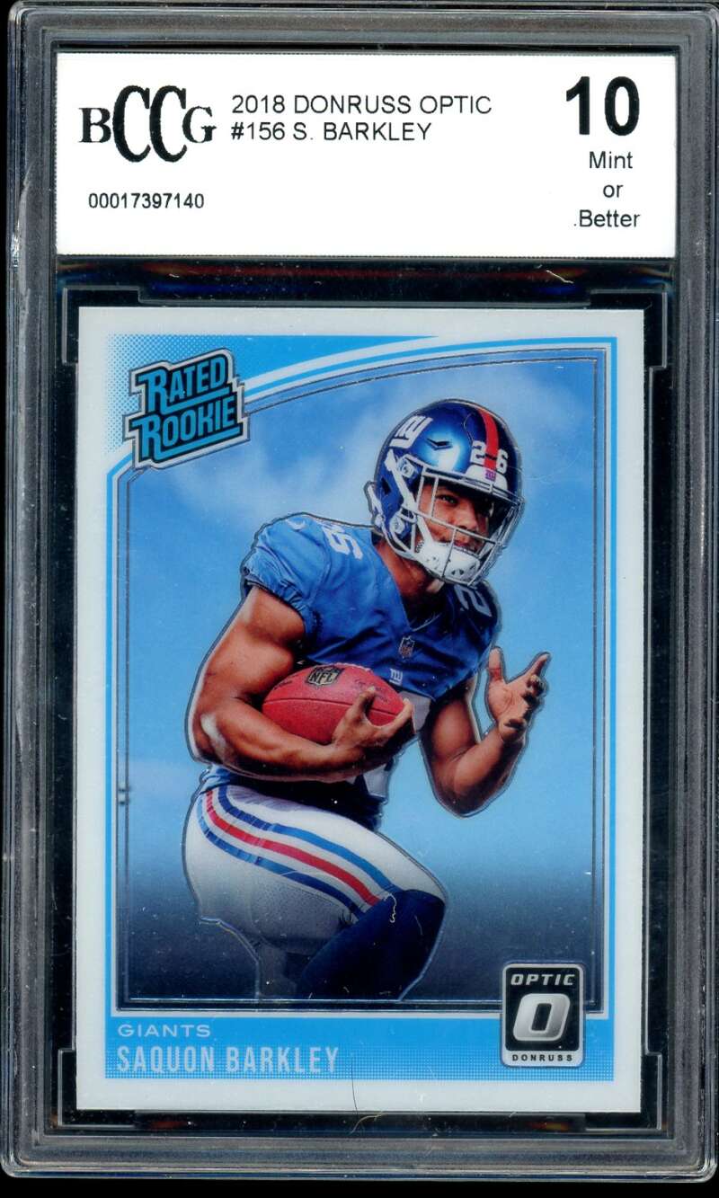Saquon Barkley Rookie Card 2018 Donruss Optic #156 BGS BCCG 10 Image 1