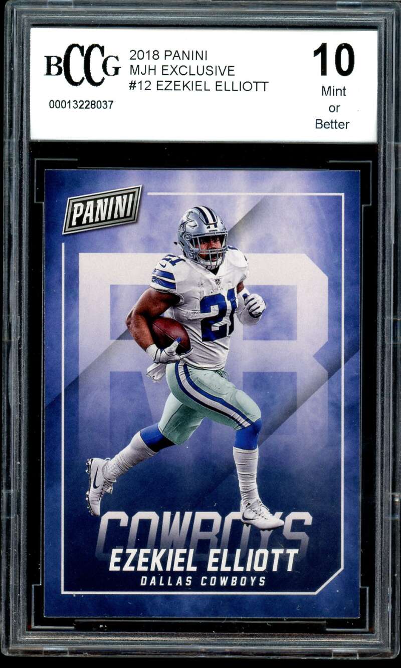 Ezekiel Elliott Card 2018 Panini Mjh Exclusive #12 BGS BCCG 10 Image 1