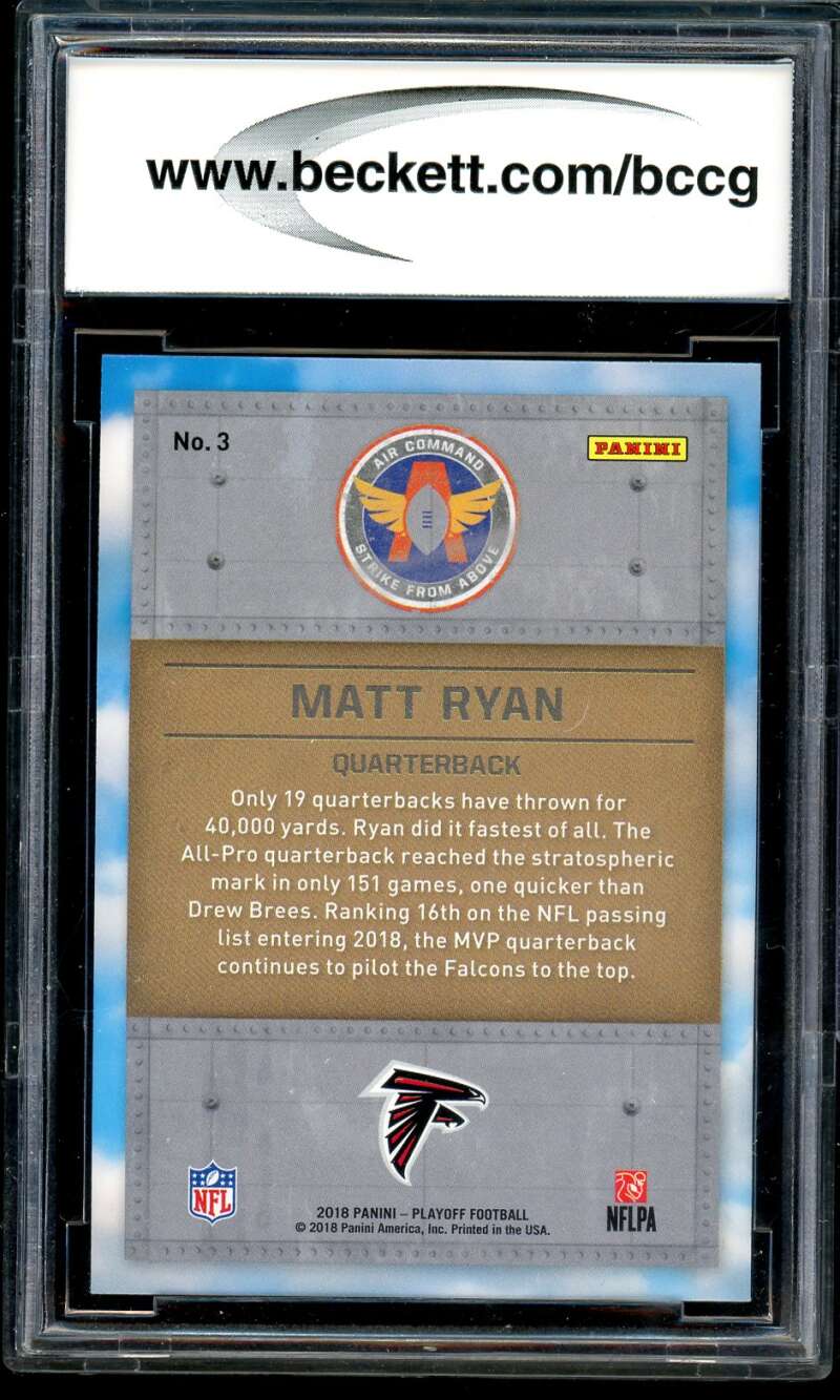 Matt Ryan Card 2018 Playoff Air Command Gold #3 BGS BCCG 10 Image 2