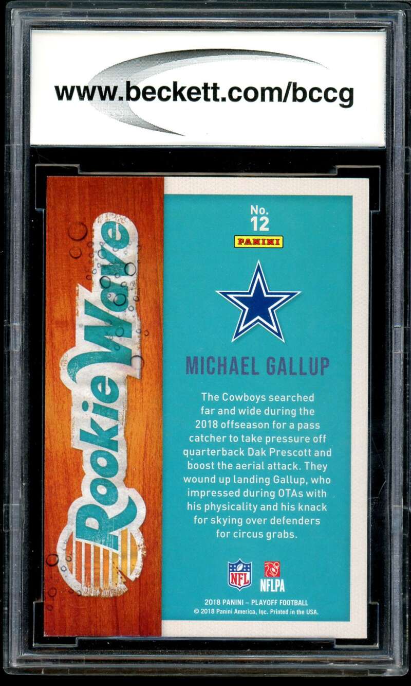 Michael Gallup Rookie Card 2018 Playoff Rookie Wave Gold #12 BGS BCCG 10 Image 2