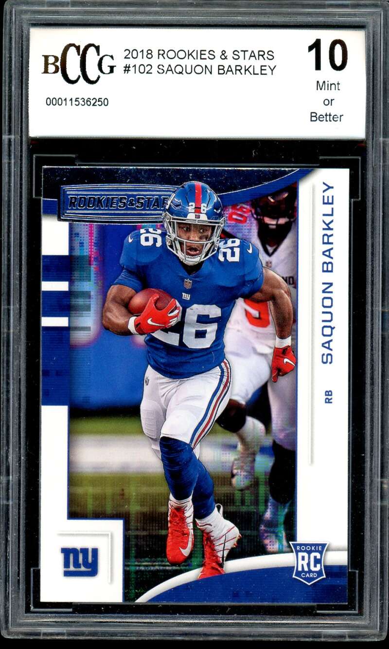 Saquon Barkley Rookie Card 2018 Rookies Stars #102 BGS BCCG 10 Image 1