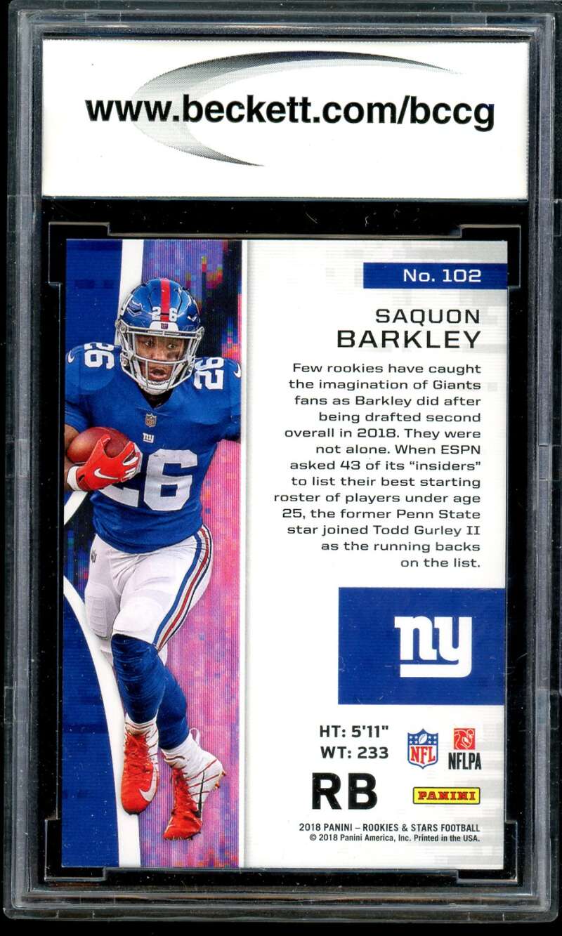 Saquon Barkley Rookie Card 2018 Rookies Stars #102 BGS BCCG 10 Image 2