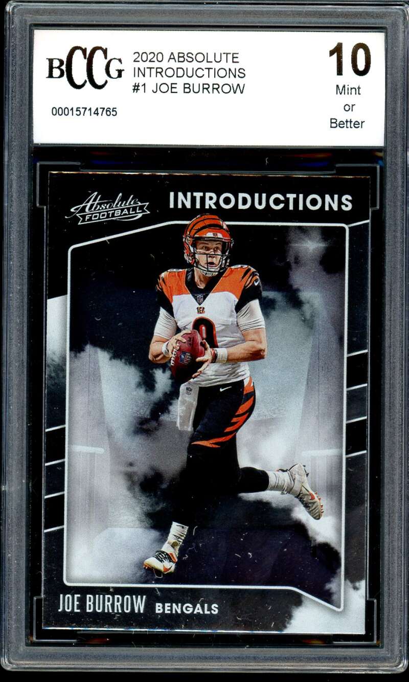 Joe Burrow Rookie Card 2020 Absolute Introductions #1 BGS BCCG 10 Image 1