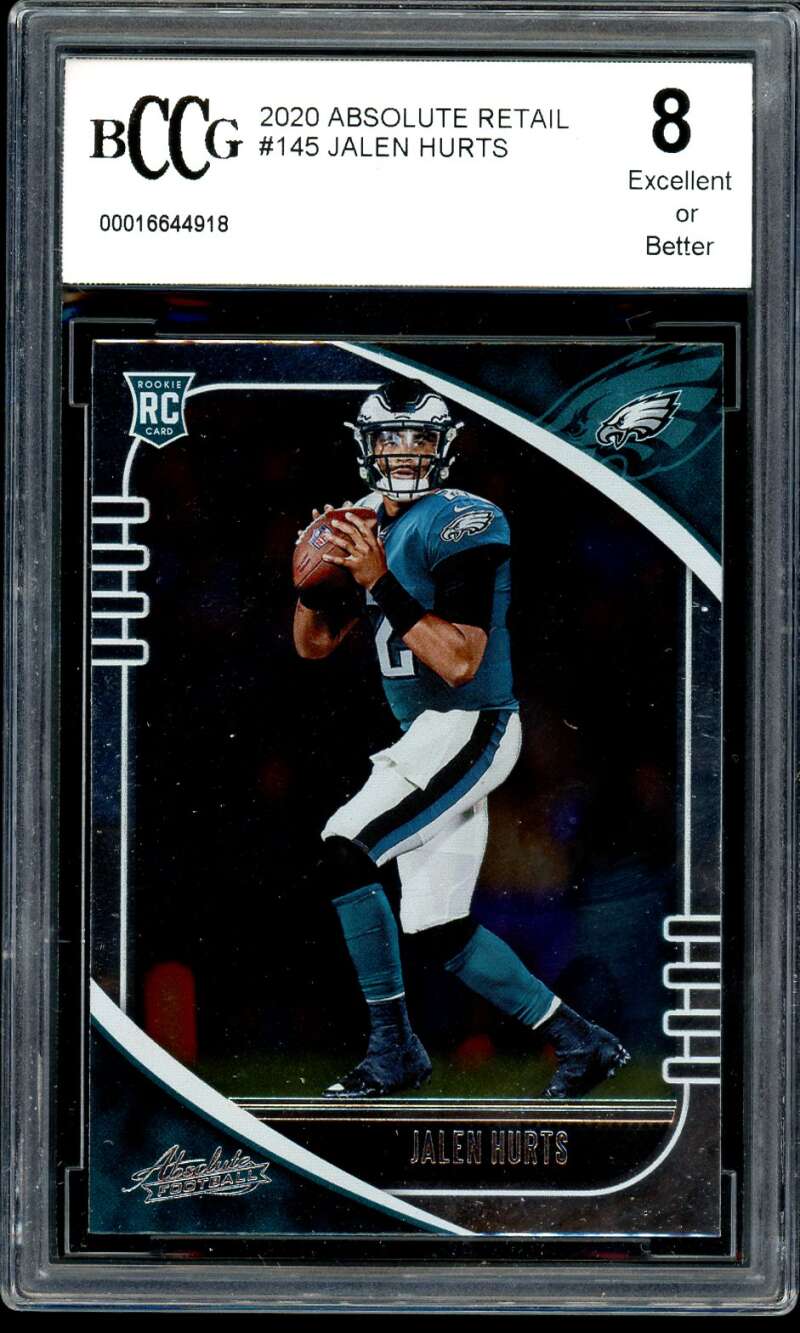 Jalen Hurts Rookie Card 2020 Panini Absolute #145 BGS BCCG 8 Image 1