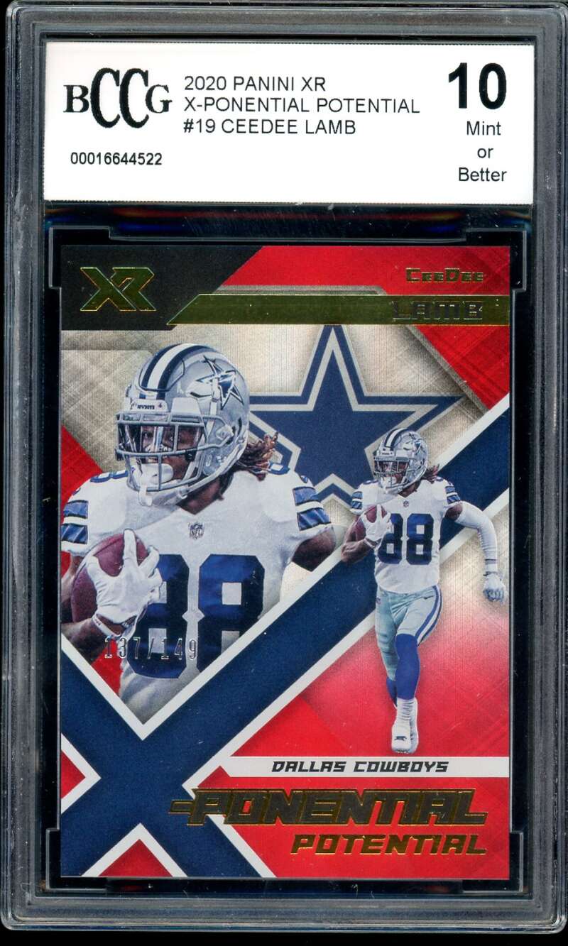 CeeDee Lamb Rookie Card 2020 Panini XR #19 BGS BCCG 10 Image 1