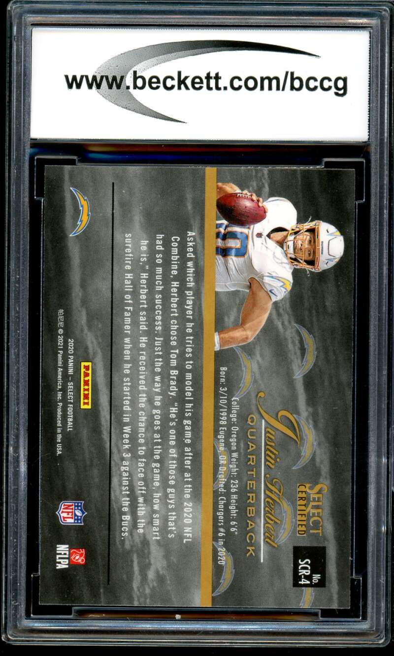 Justin Herbert Rookie Card 2020 Select #4 BGS BCCG 10 Image 2