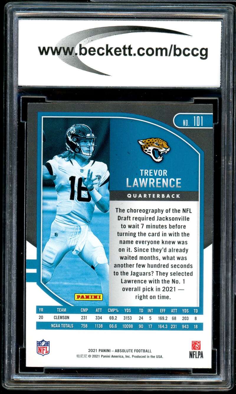 Trevor Lawrence Rookie Card 2021 Absolute #101 BGS BCCG 10 Image 2